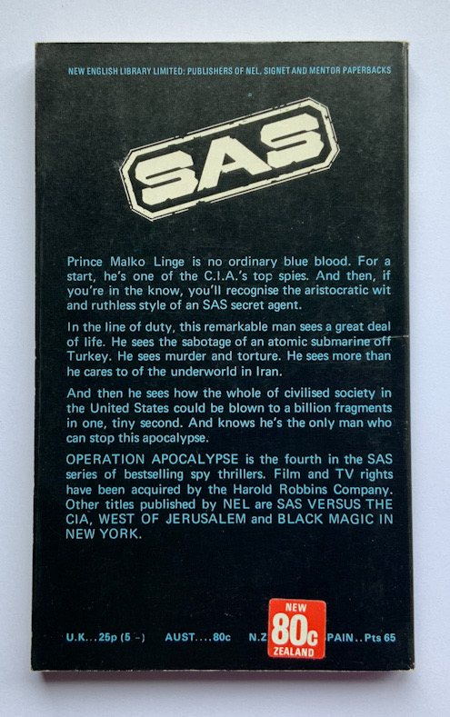 SAS Operation Apocalypse British pulp fiction book by Gerard de Villiers 1970